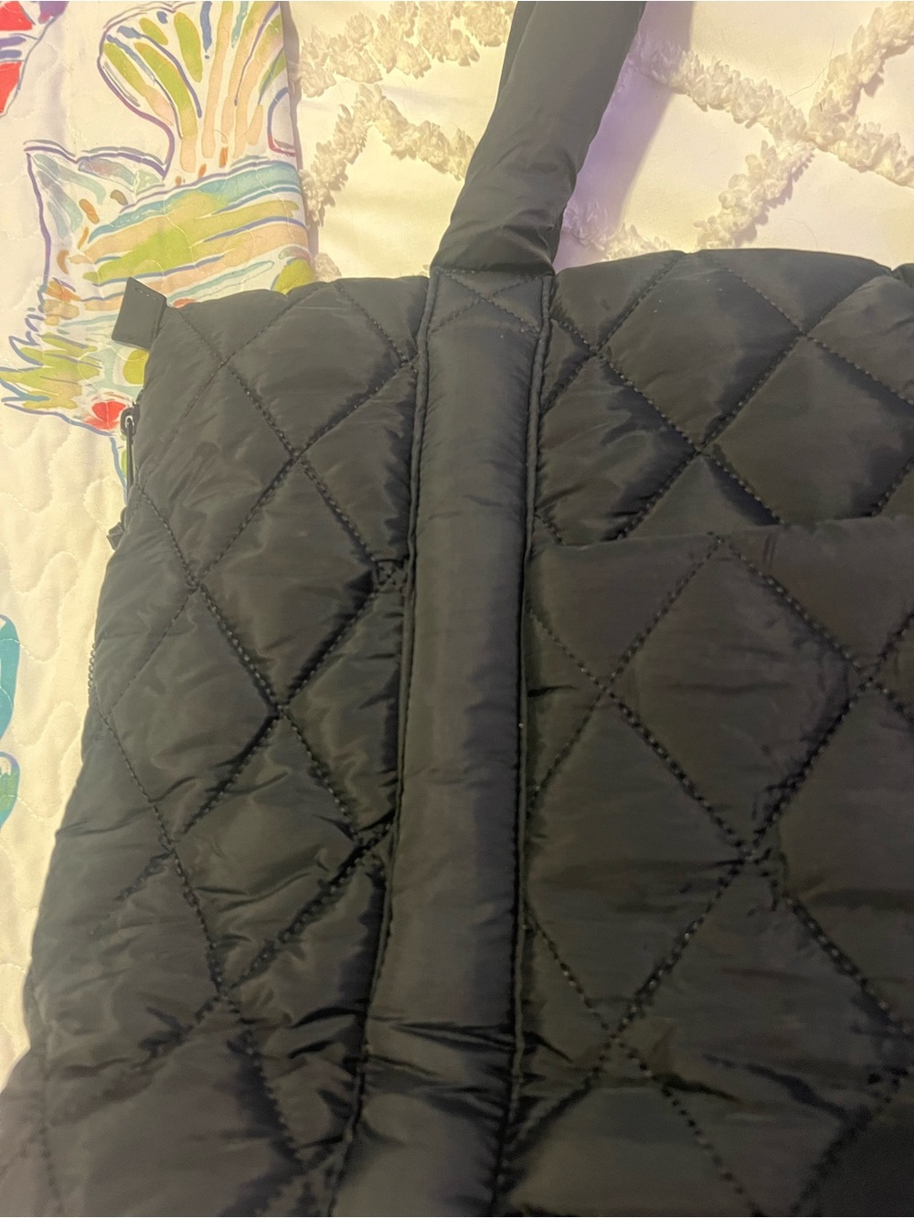 Poppy & Peonies Quilted Black Tote with Blush Pink Interior - Go Getter Tote - Picture 15 of 15